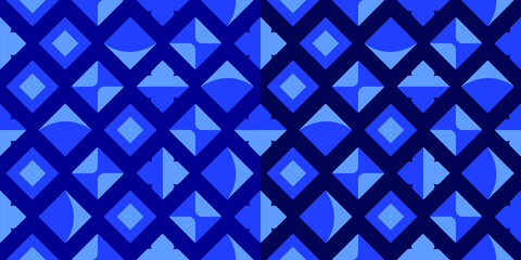 Abstract background vector seamless pattern. blue Contemporary graphic design. Geometric shapes wallpaper backdrop. Digital paper, textile print, web design