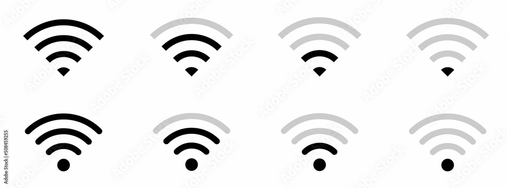 Poster wifi icon set. wireless internet symbol. different black wifi icon set. set of free wifi and zone si
