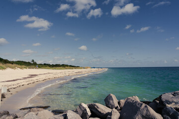 Beautiful beach view on a sunny summer day in Key Biscayne, Miami, Florida