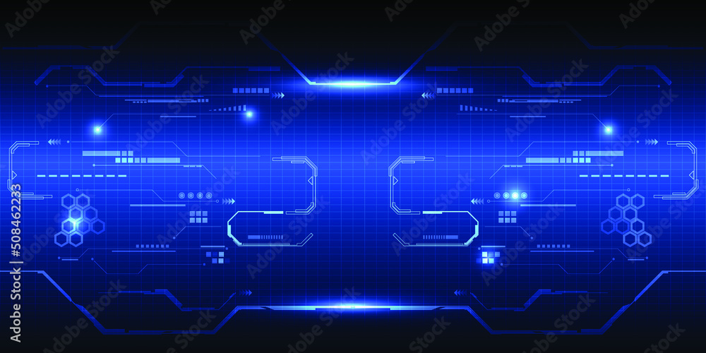 Poster vector illustration of digital element grid line circuit for advertising and game animation producti