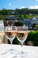Two glasses with rose d'anjou wine from Loire valley, France