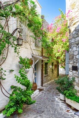 Fototapeta na wymiar Awesome view of a cozy narrow street in Marmaris, Turkey