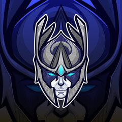Vector esport mascot logo phantom assassin blue theme