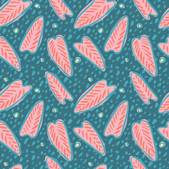 Seamless tropical pattern with hand drawn palm leaves