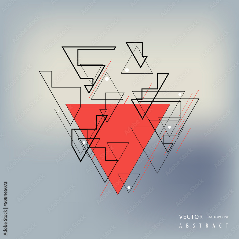 Aufkleber Vector abstract pattern with triangle. Connect lines and dots on gradient background. Web line element design. Geometric connect business template