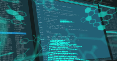 Image of shapes over data processing