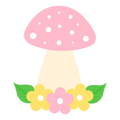 Mushroom with flowers vector illustration