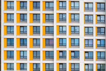 Windows of the facade of a modern building. Construction and rental housing.