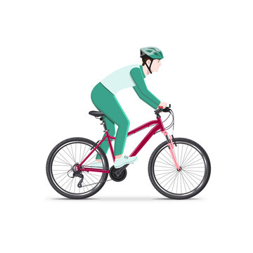 Vector cyclist in a helmet on a bicycle isolated
