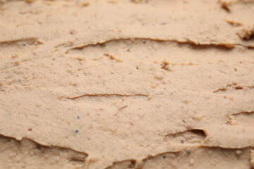 Texture of delicious liverwurst as background, closeup