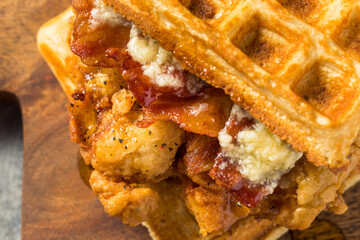 Homemade Chicken and Waffle Sandwich