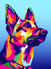 Colorful dog head vector illustration