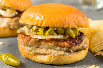 Homemade Chicago Style Pork Chop Sandwich