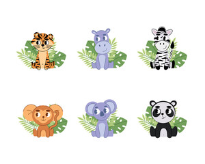 Jungle baby animals collection.