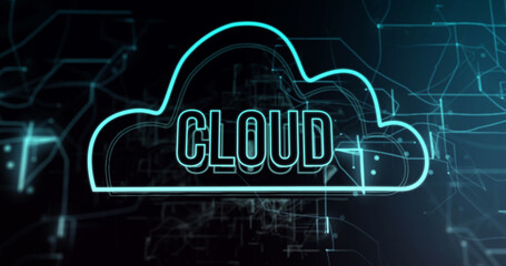 Image of cloud text over black background