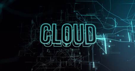 Image of cloud text over black background