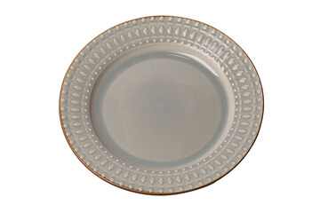 a single gray plate on a white background at different angles, a blank for the designer
