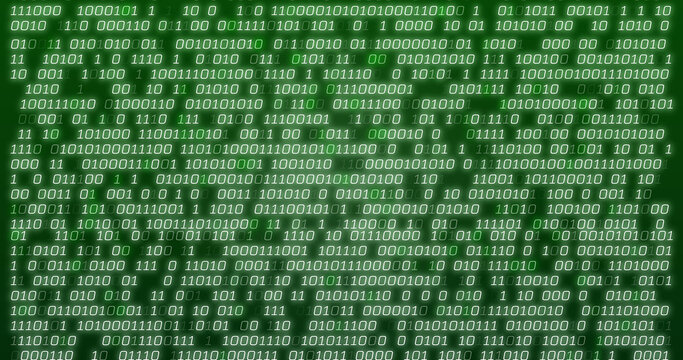 Image of green binary coding data processing over green background