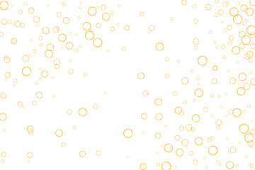 Golden air Bubbles, oxygen, champagne crystal clear isolated on white background modern design. Vector illustration of EPS 10.