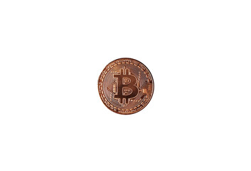 Bitcoin crypto currency isolated on white background.