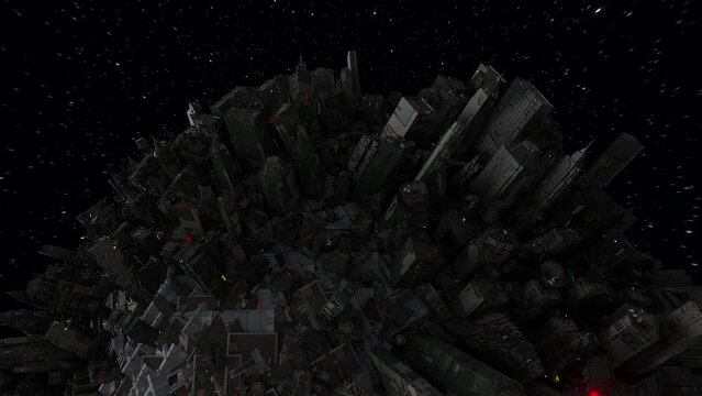 City world dystopia hyperspace 3d. seamless loop