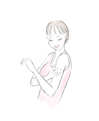 ボディケアをする女性のイラスト