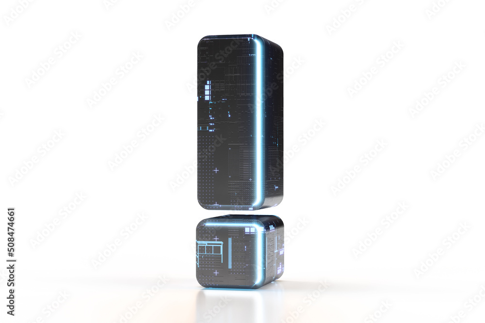 Poster exclamation point designed in the style of electronics parts. suitable for technology, electronics, 
