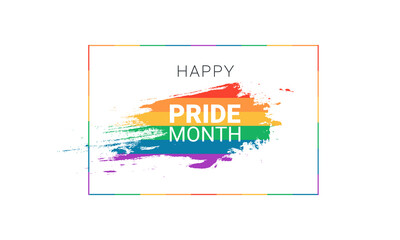 Happy pride month rainbow flag banner on white background. Vector illustration