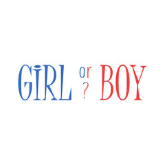 Girl or Boy ? Gender reveal party card, banner vector element design	