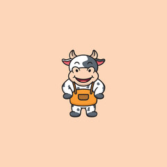 Funny Cow Mascot Logo Design Vector