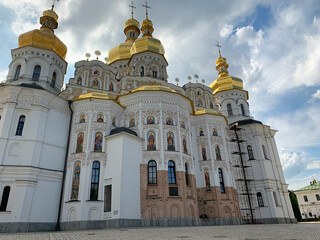 Fototapeta na wymiar Dormition Cathedral of Kiev Pechersk Lavra Monastery Complex, Ukraine. Religion concept 