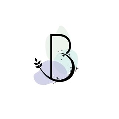 B icon logo design isolated moon magic baby letter symbol 