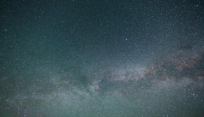 Beautiful bright milky way galaxy at the night sky. Astronomical background.