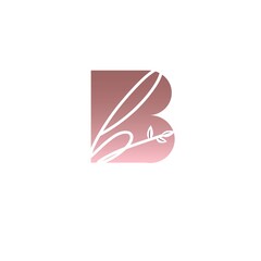 Bb icon pink feminine literal logo isolated letter symbol modern design vector