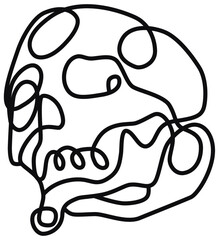 Stylized human skull gothic design black on transparent background line art