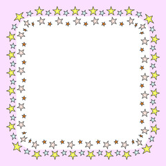 funny cartoon frame for event stars,  birthday party, baby shower, wedding invitation mock up. background design. vector illustration