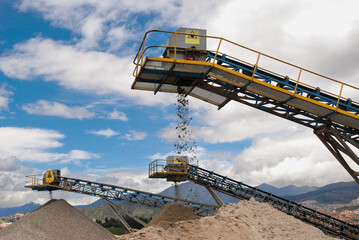 conveyor belts in an open pit concrete aggregates mine