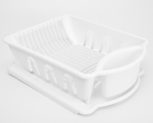 plastic dish dryer rack on white background