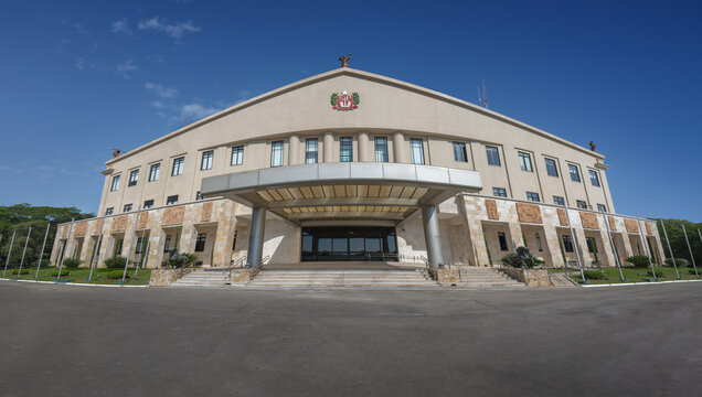 Panoramic view of Bandeirantes Palace - Sao Paulo State seat of government - Sao Paulo, Brazil