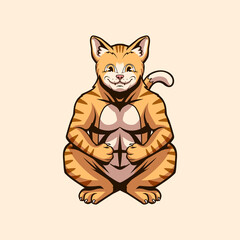 Cat cartoon with Muscle body illustration