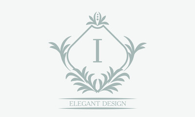 Monogram template with initial I. Logo for cafe, bar, restaurant, invitation. Business style and brand of the company