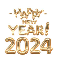 Naklejka premium 2024 Happy New Year Golden Balloon Banner 