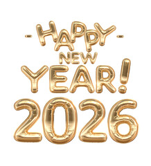 Naklejka premium 2026 Happy New Year Golden Balloon Banner 