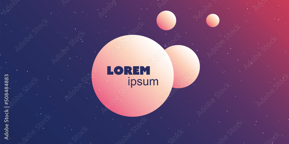 Aufkleber pink 3d balls on starry night sky background - modern style minimalist colorful abstract background,