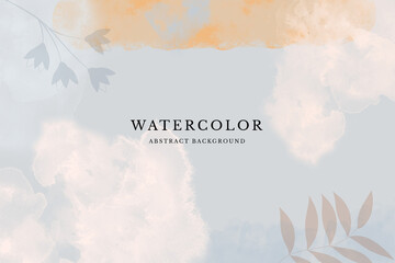 Blue floral aesthetic watercolor background