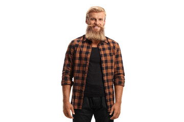 Guy with beard and mustache wearing casual clothing