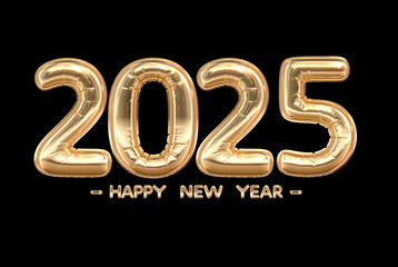 2025 Happy New Year Golden Balloon Banner