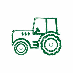 Grunge Texture Tractor Farm Agriculture Logo Design Vector Illustration