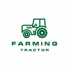 Line art Tractor Farm Agriculture Logo Design Vector Illustration