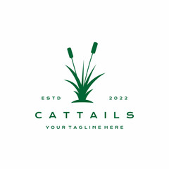 Cattail grass logo design vector illustration